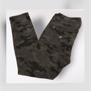 Hudson Collin Mid-Rise Super Skinny Ankle Gray Camo Stretchy Distressed Jeans 25